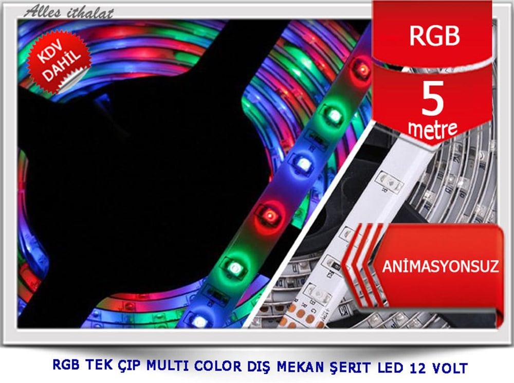 RGB TEK �IP MULTI COLOR DI� MEKAN �ERIT LED 12 VOLT AN�MASYONSUZ