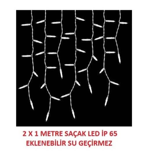 SAÇAK LED BEYAZ IŞIK ( SABİT YANAR ) DIŞ MEKAN IP65 2mt (50 -75-100cm) EKLENEBİLİR 144 LEDLİ BEYAZ KABLOLU YILBAŞI LED IŞIK  220V