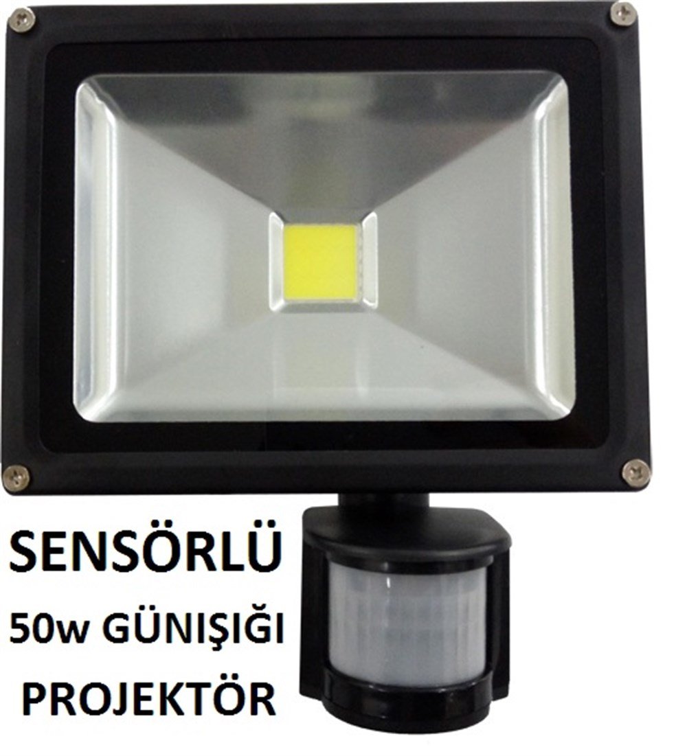 SENSÖRLÜ 50 WATT LED PROJEKTOR ( BEYAZ - GÜN IŞIĞI )