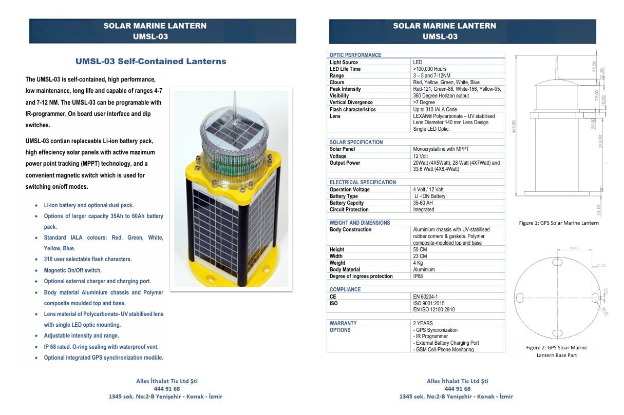 SMF-32 4P SOLARLI MARİN FENER 4-7 NM ULTRA GÜÇLÜ ALİMİNYUM GÖVDE