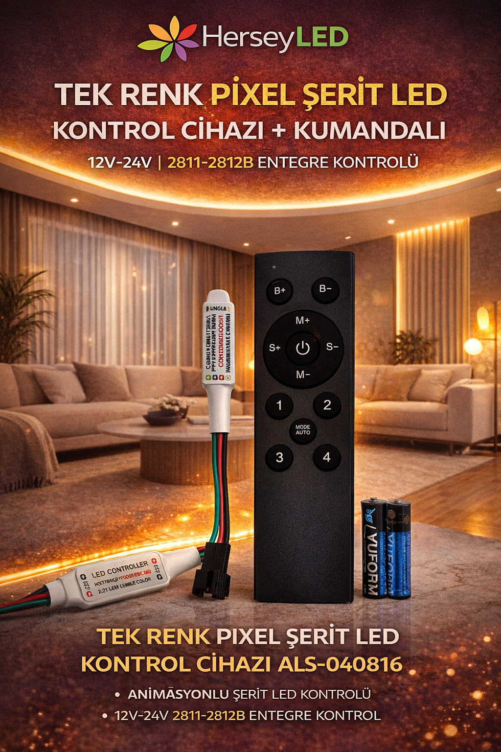 Tek Renk Pixel Şerit Led Kontrol Cihazı 2811-2812B