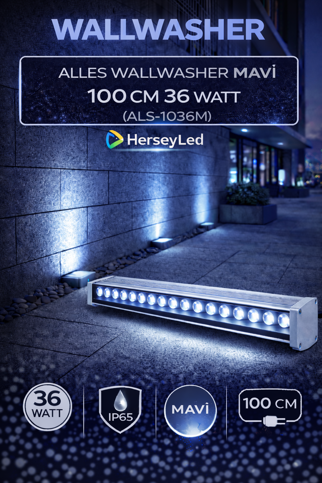 WALLWASHER MAVİ 100 CM 36 WATT