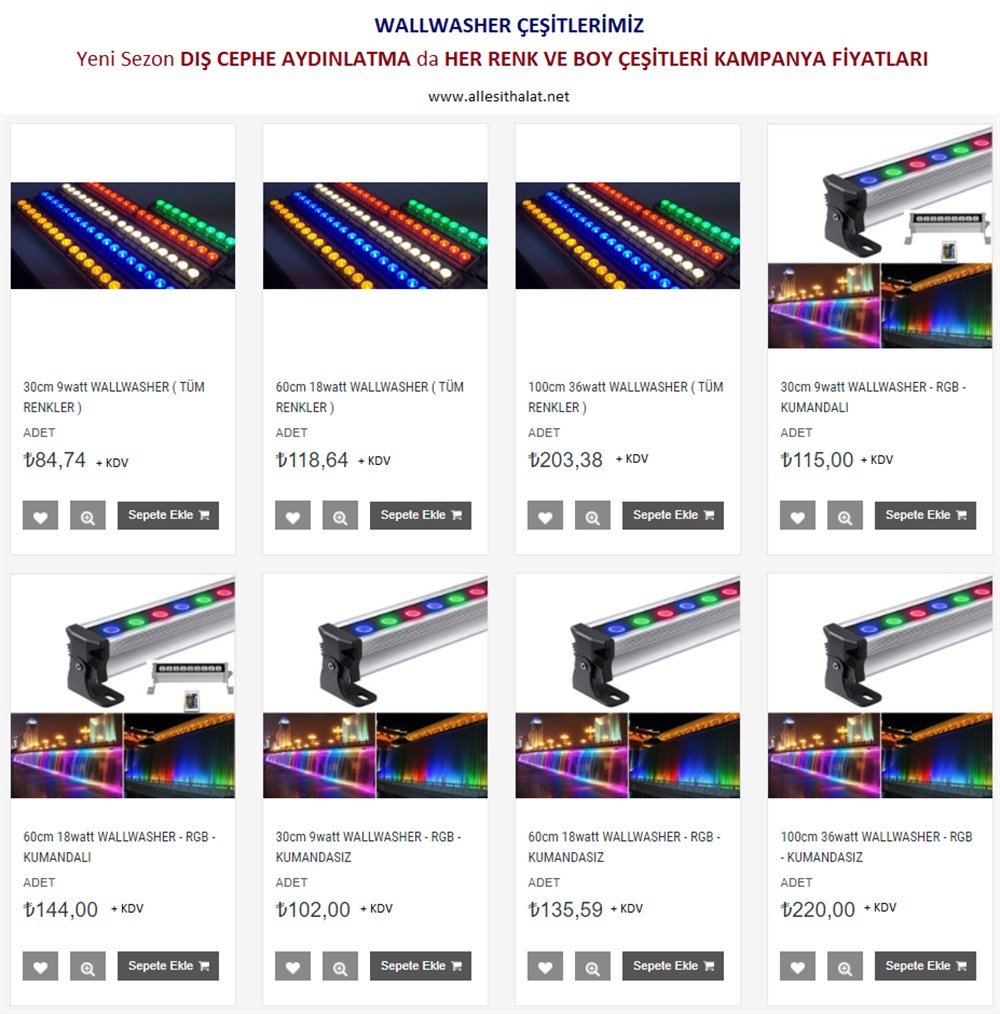 WALLWASHER RGB KUMANDALI 30 CM 9 WATT