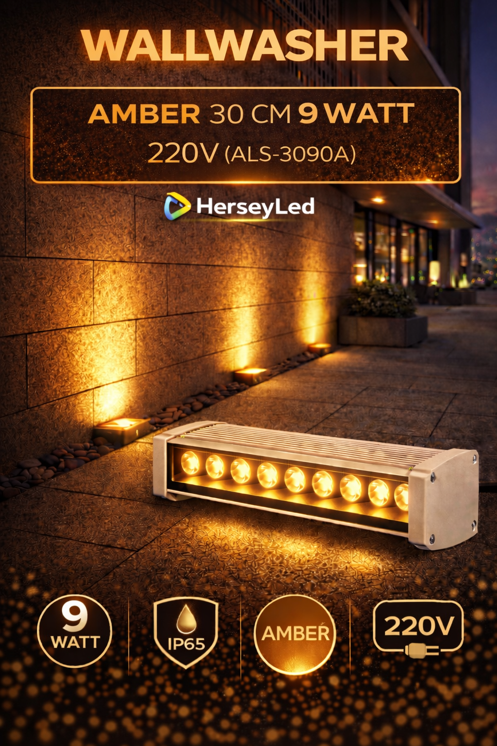 WALLWASHER SARI AMBER 30 CM 9 WATT 220V