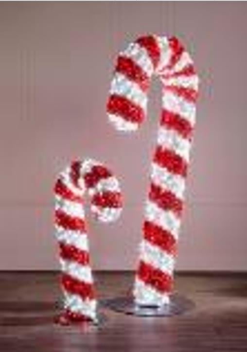 YILBAŞI LED DEKOR - BASTON ŞEKER LED IŞIKLI ( 220 CM ) - HAZIR DEKOR KOLAY KURULUM