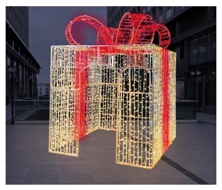 YILBAŞI LED DEKOR ( 300 CM ) HEDİYE KUTUSU LED IŞIKLI SOKAK VE AVM LER İÇİN - HAZIR DEKOR KOLAY KURULUM