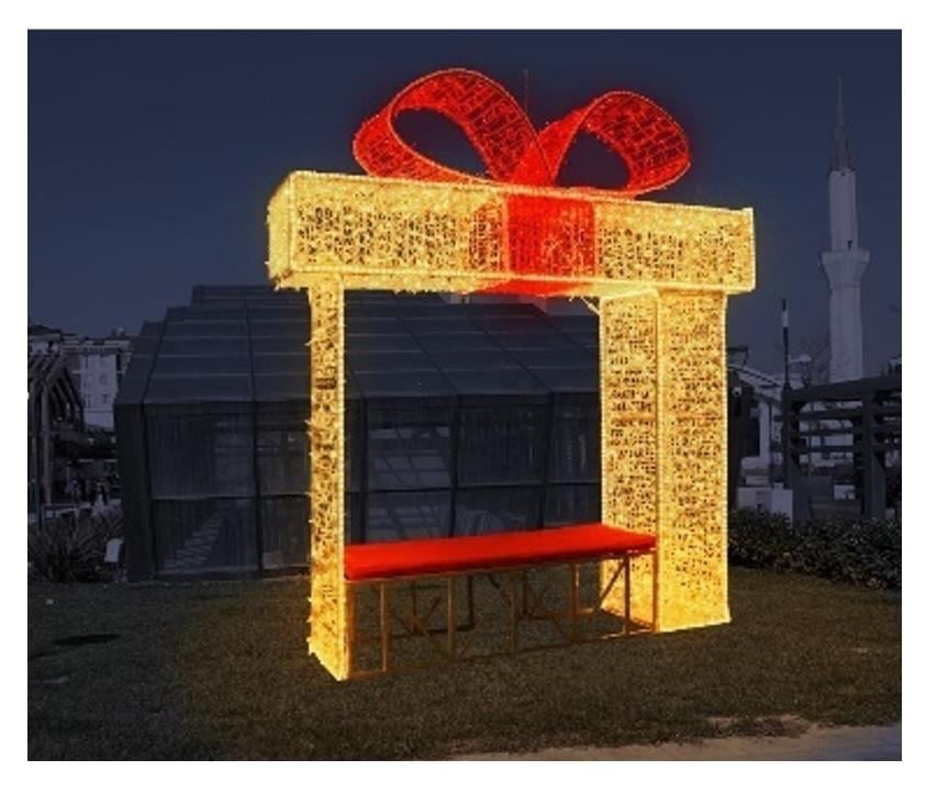 YILBAŞI LED IŞIKLI DEKOR ( 300 CM ) HEDİYE PAKETİ KONSEPTLİ FOTOĞRAF ALANI
