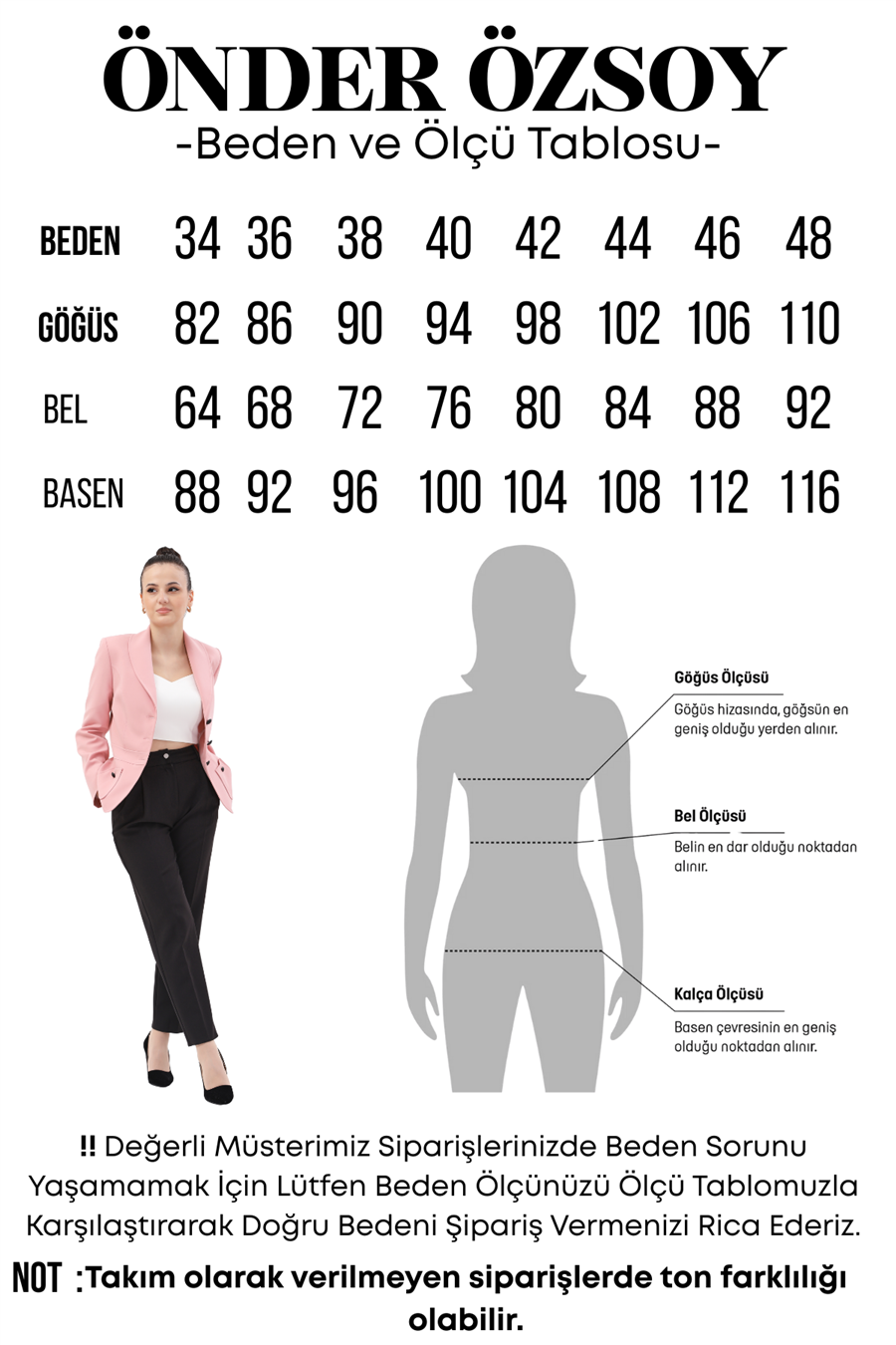  Tek Düğmeli Klasik Blazer Ceket & İspanyol Paça Pantolon Kadın Takım Elbise -Bej Önder Özsoy 1125530 Pantolon Ceket Takım