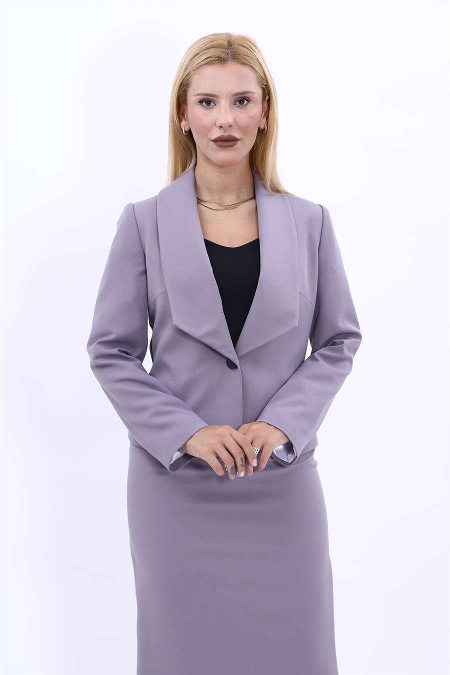 Amerikan Yaka Kısa Klasik Ceket-Antrasit Önder Özsoy 1032100 Mini  Ceket