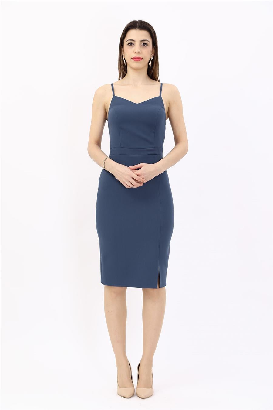 Askılı Modern Kadın Elbise-Füme Önder Özsoy 9105100 Askılı Elbise