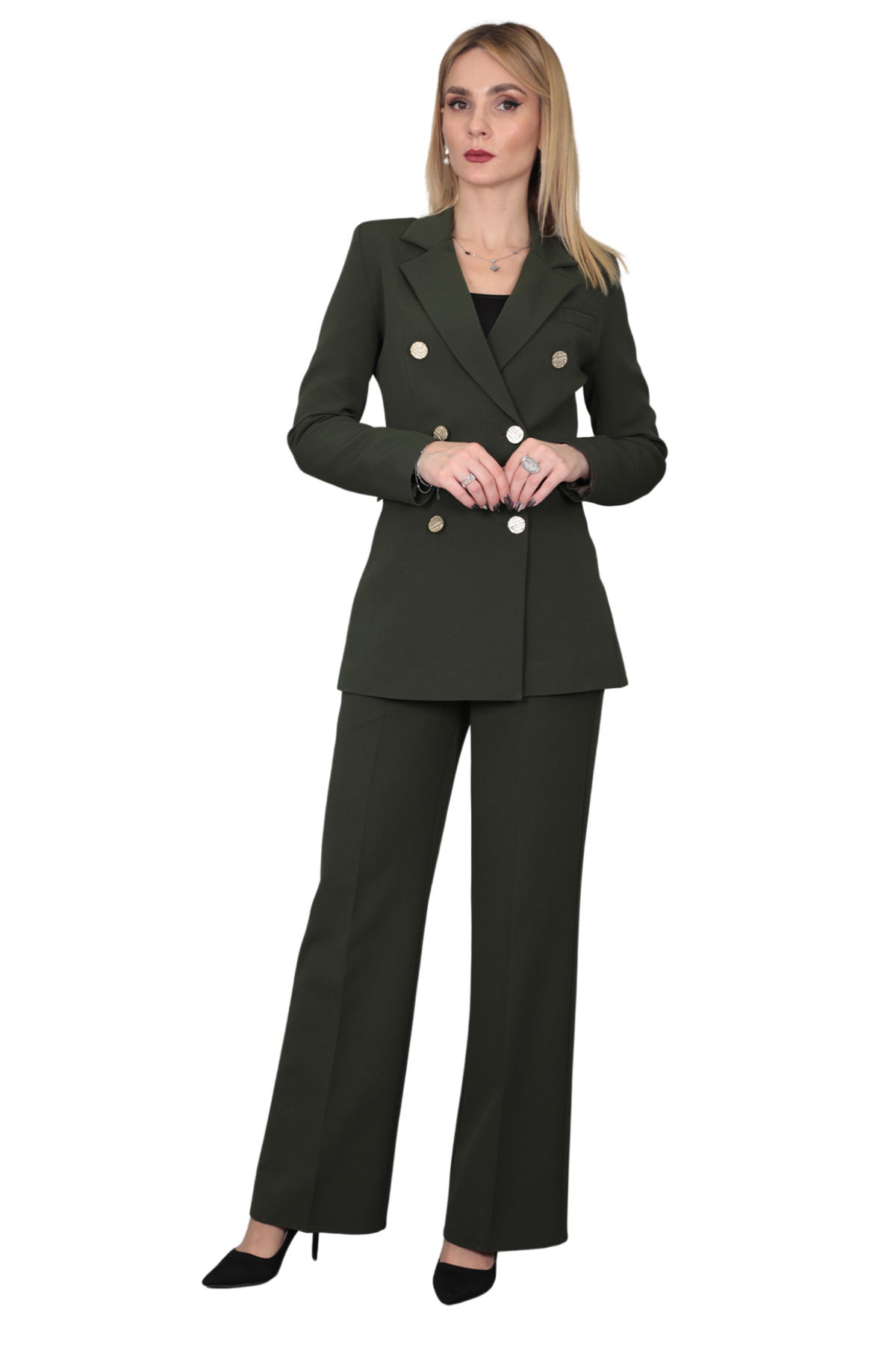Blazer Ceket & Bol Paça Pantolon Takım-Haki Önder Özsoy 1034520 Takım Elbise