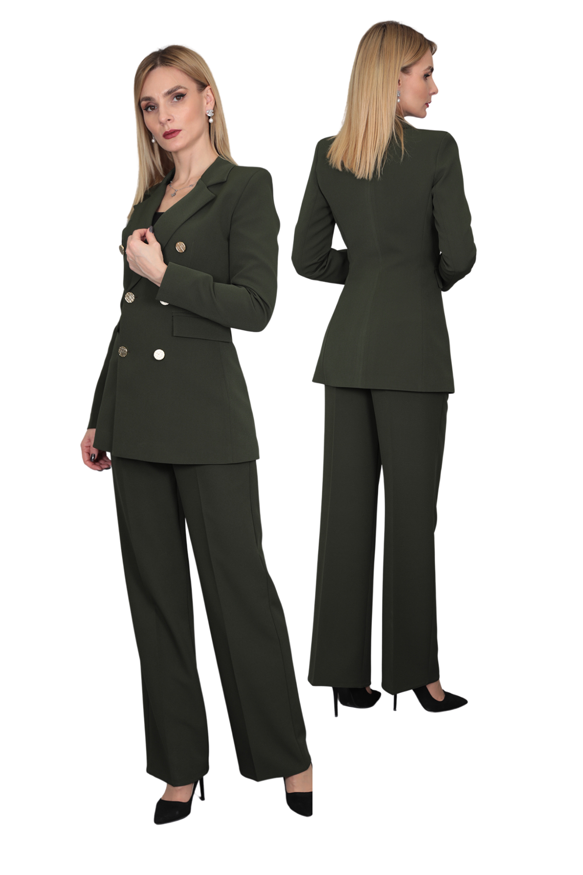 Blazer Ceket & Bol Paça Pantolon Takım-Haki Önder Özsoy 1034520 Takım Elbise