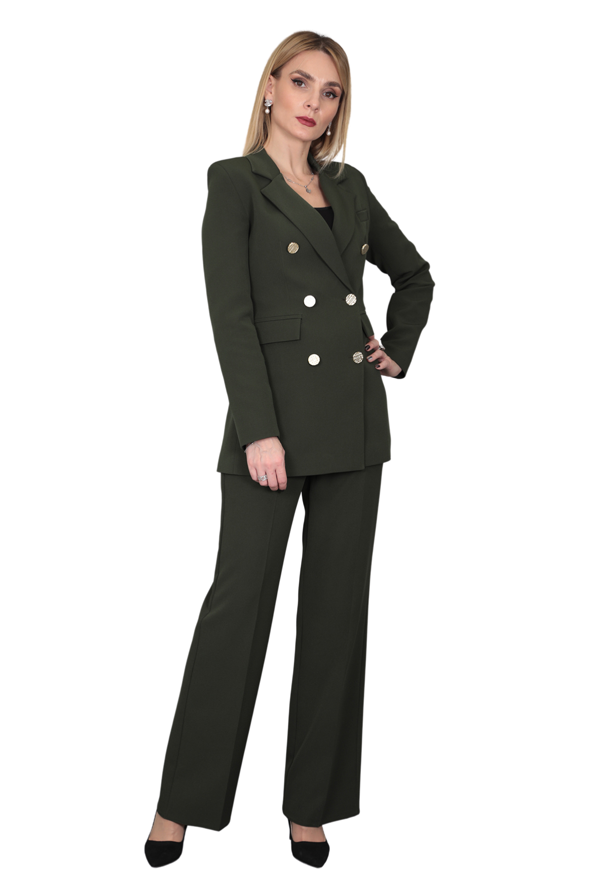 Blazer Ceket & Bol Paça Pantolon Takım-Haki Önder Özsoy 1034520 Takım Elbise