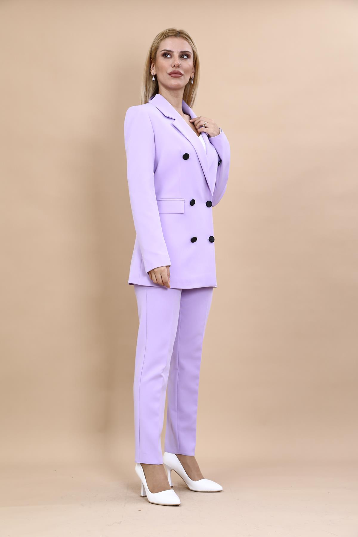 Blazer Ceket & Boru Paça Pantolon Takım-Menekşe Önder Özsoy 1034510 Blazer Ceket & Boru Paça Pantolon Takım