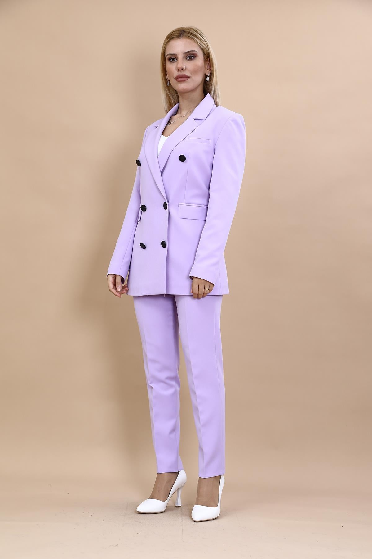 Blazer Ceket & Boru Paça Pantolon Takım-Menekşe Önder Özsoy 1034510 Blazer Ceket & Boru Paça Pantolon Takım