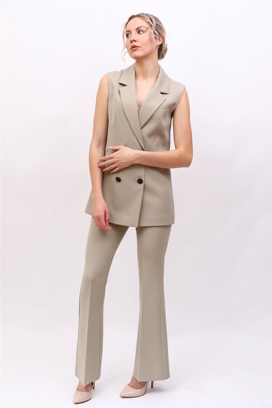 Blazer  Yelek & İspanyol Paça Pantolon-Bambu Önder Özsoy 1523530 Yelek Takım