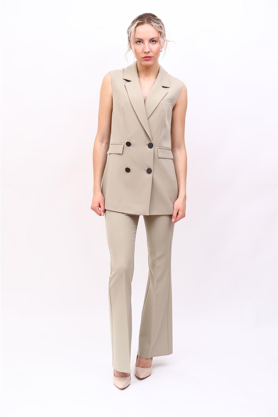 Blazer  Yelek & İspanyol Paça Pantolon-Bambu Önder Özsoy 1523530 Yelek Takım