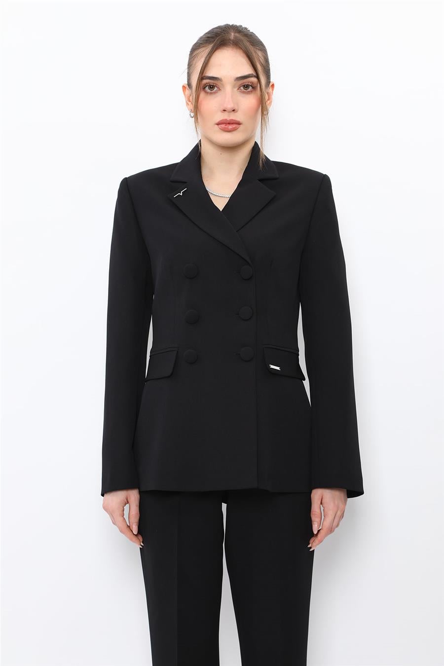 Erkek Yaka Blazer Ceket-Siyah Önder Özsoy 1081100 Ara Boy Ceket