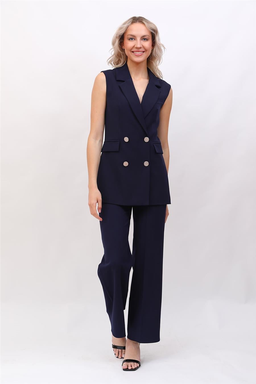 Erkek Yaka Blazer Yelek-Lacivert Önder Özsoy 1523100 Blazer Yelek