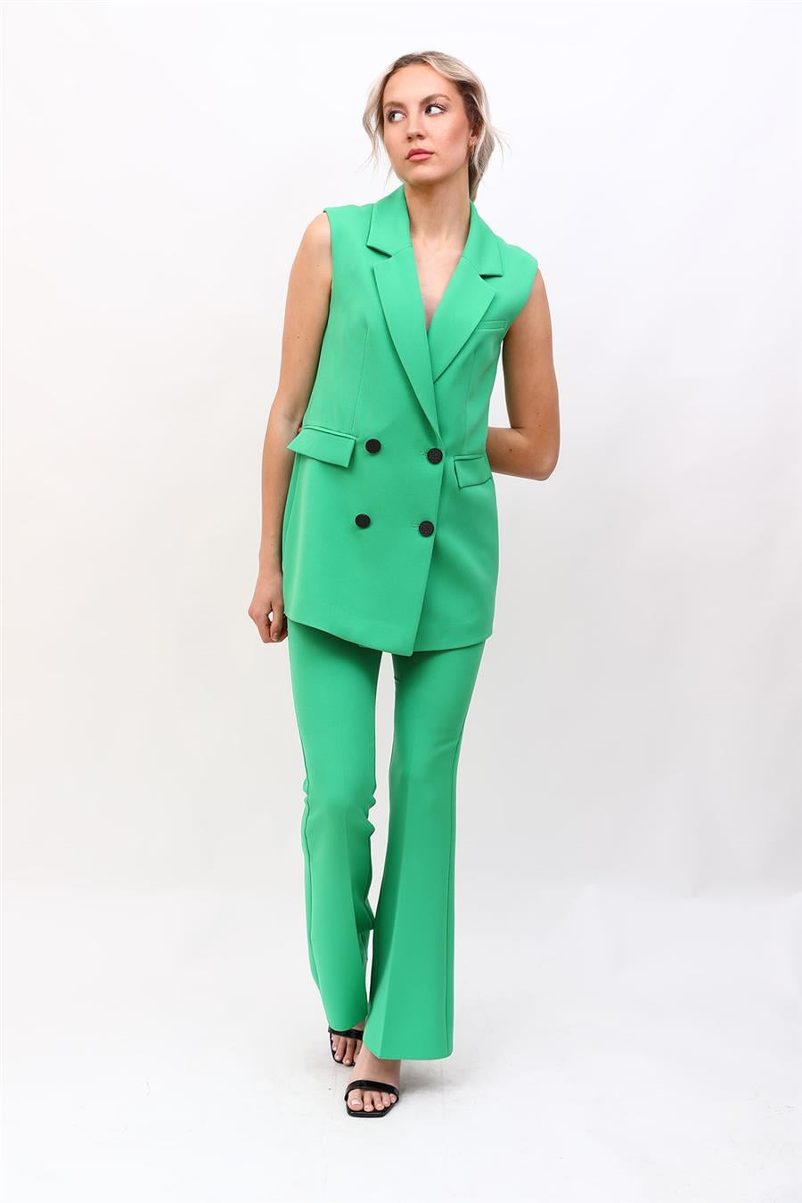 Erkek Yaka Blazer Yelek-Yeşil Önder Özsoy 1523100 Blazer Yelek