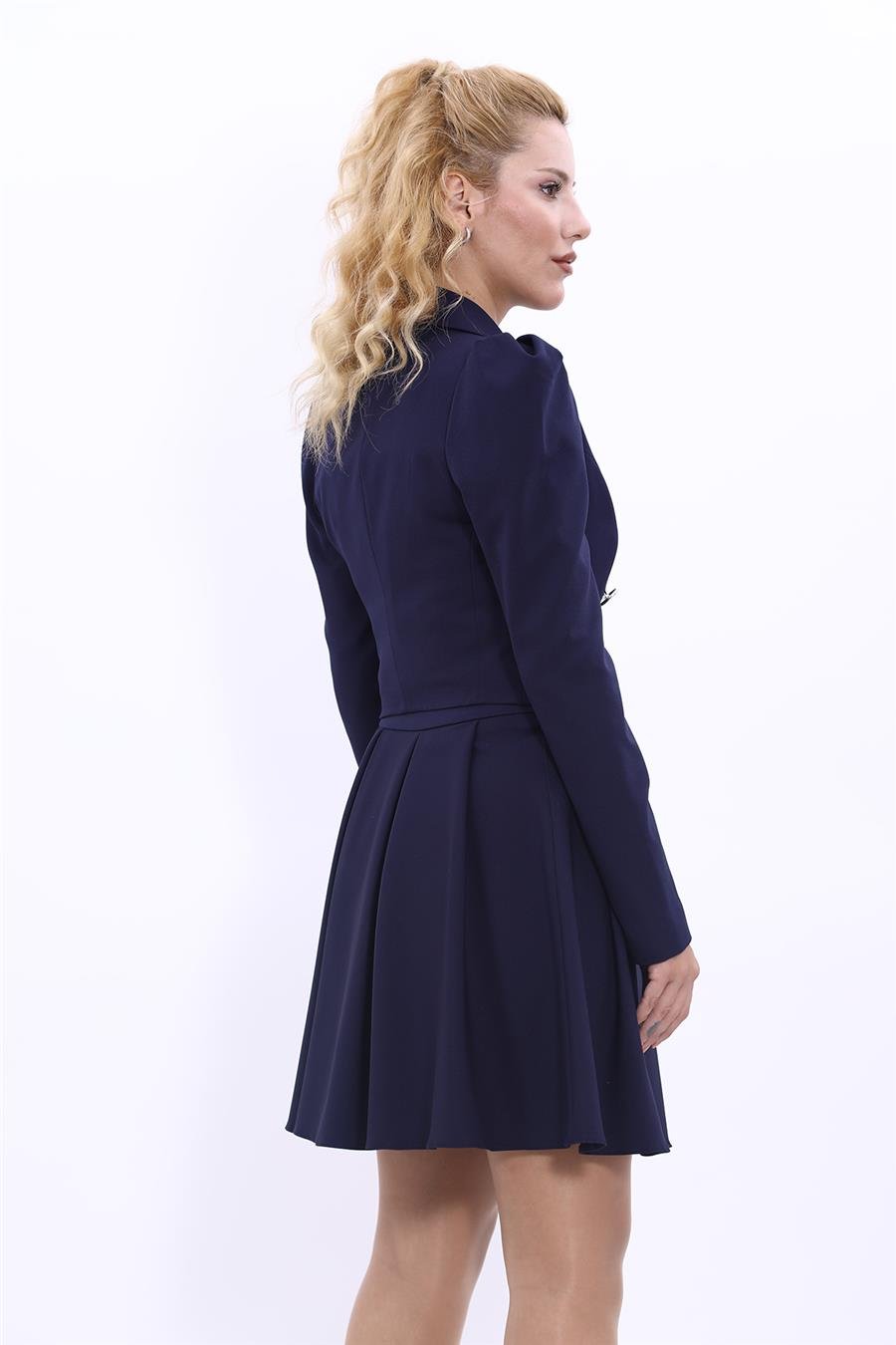 Erkek Yaka Drape Kollu Kısa Ceket-Lacivert Önder Özsoy 1057100 Drape Ceket
