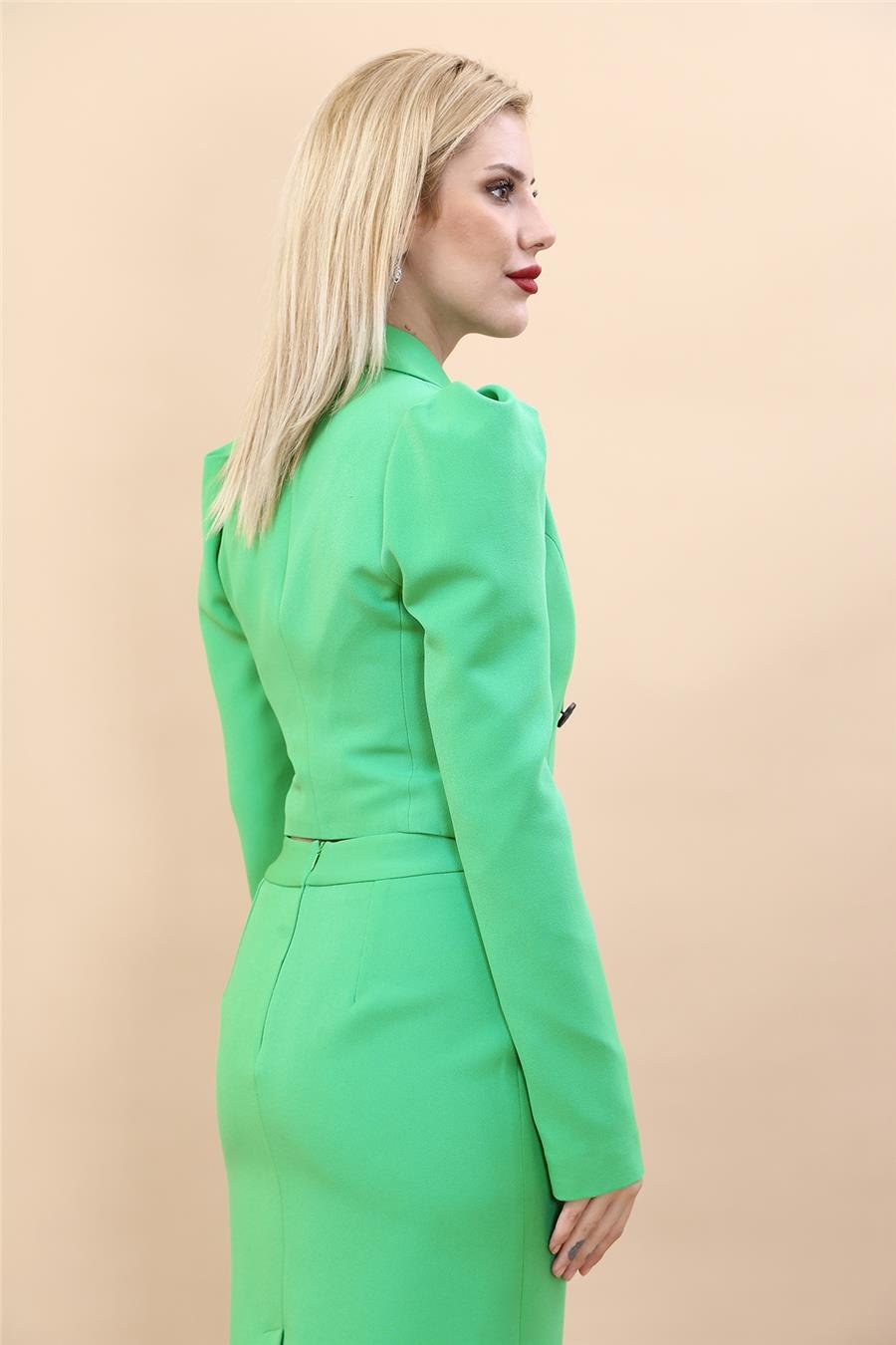 Erkek Yaka Drape Kollu Kısa Ceket-Yeşil Önder Özsoy 1057100 Drape Ceket