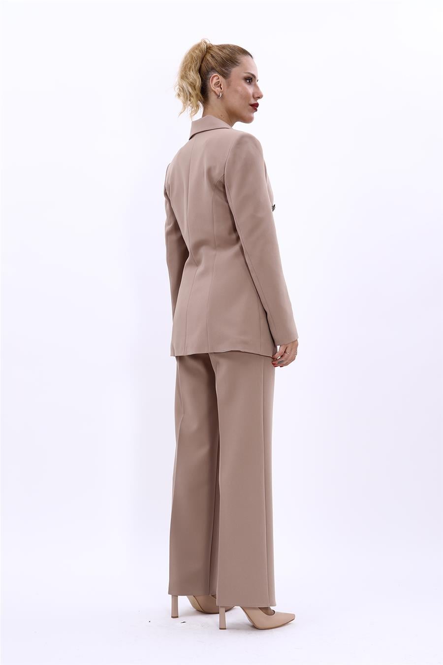 Erkek Yaka Kuruvaze Blazer Ceket & Bol Paça Pantolon-Taş Önder Özsoy 1034520 Blazer Ceket & Bol Paça Pantolon Takım