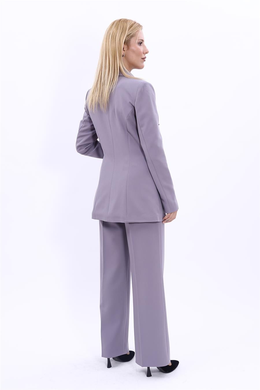 Erkek Yaka Kuruvaze Blazer Ceket & Bol Paça Pantolon-Antrasit Önder Özsoy 1034520 Blazer Ceket & Bol Paça Pantolon Takım