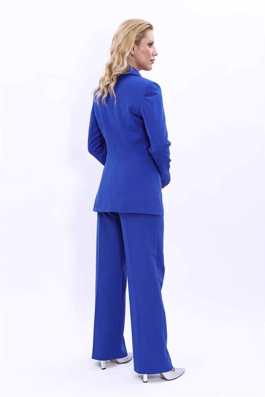 Erkek Yaka Kuruvaze Blazer Ceket & Bol Paça Pantolon-Saks Önder Özsoy 1034520 Blazer Ceket & Bol Paça Pantolon Takım