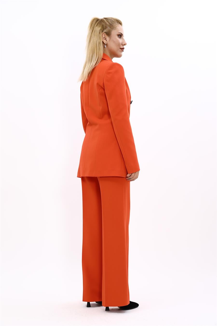 Erkek Yaka Kuruvaze Blazer Ceket & Bol Paça Pantolon-Turuncu Önder Özsoy 1034520 Blazer Ceket & Bol Paça Pantolon Takım