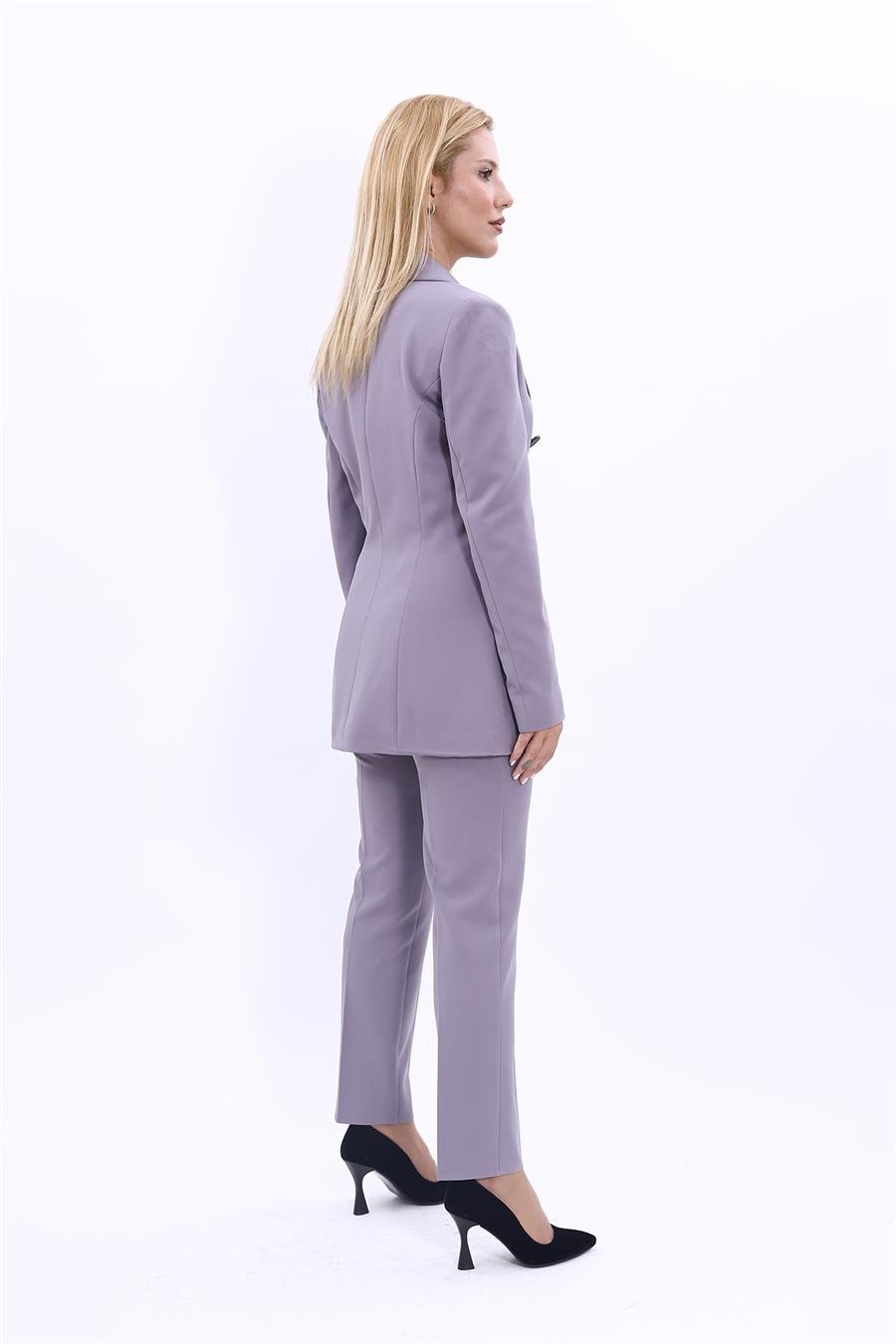 Erkek Yaka Kuruvaze Blazer Ceket & Dar Paça Pantolon-Antrasit Önder Özsoy 1034510 Blazer Ceket & Boru Paça Pantolon Takım