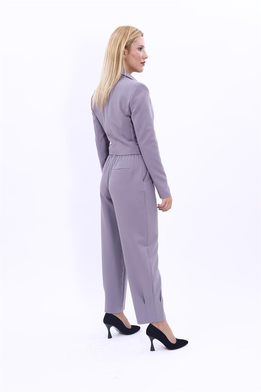 Erkek Yaka Kuruvaze Kısa Ceket & Paçası Pileli Pantolon-Antrasit Önder Özsoy 1048532 Mini Blazer Ceket & Pileli Paça Pantolon Takım
