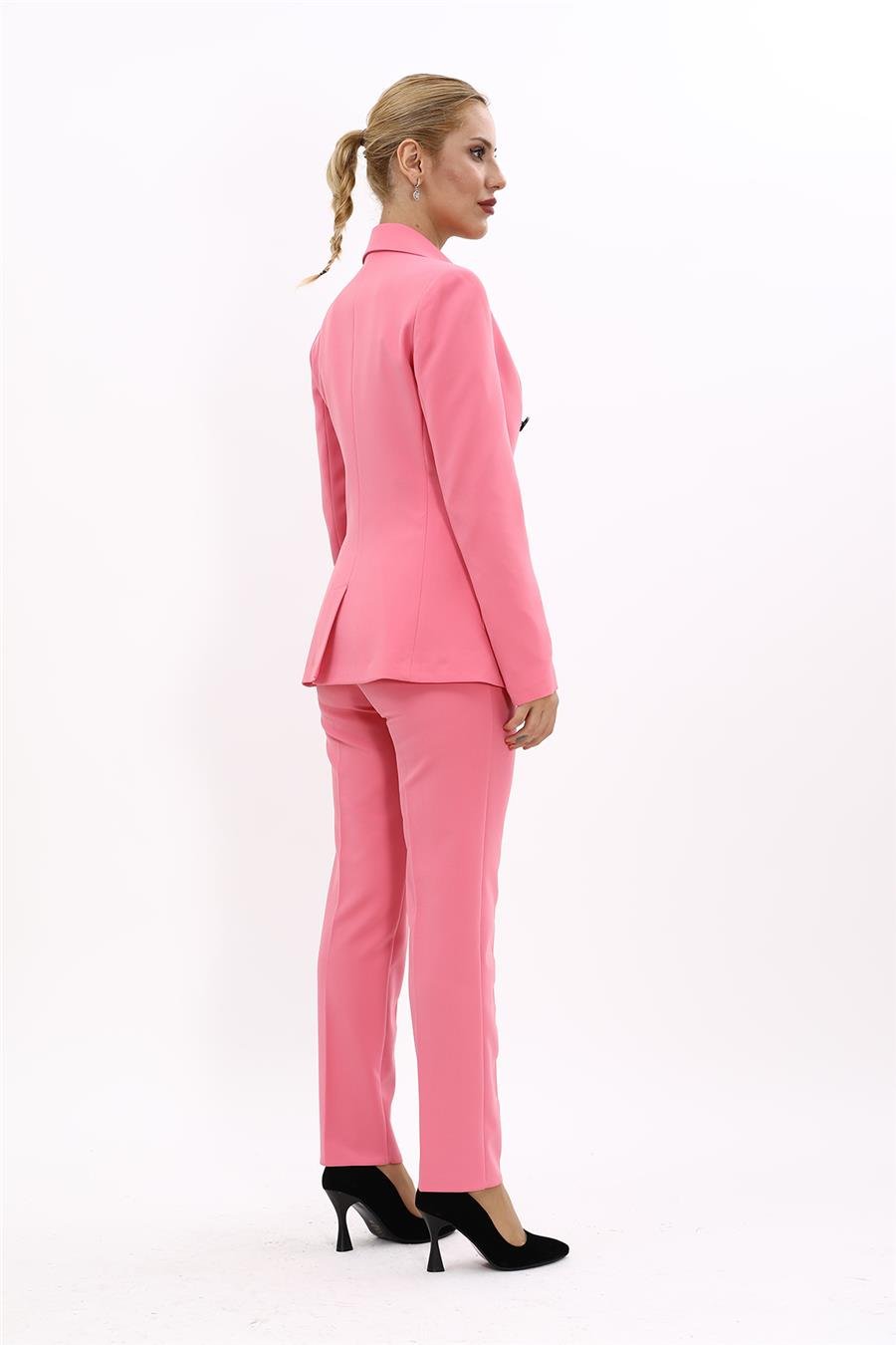 Erkek Yaka Torba Cepli Klasik Ceket & Dar Paça Pantolon-Pembe Önder Özsoy 1062510 Cep Torbalı Ceket & Boru Paça Pantolon Takım
