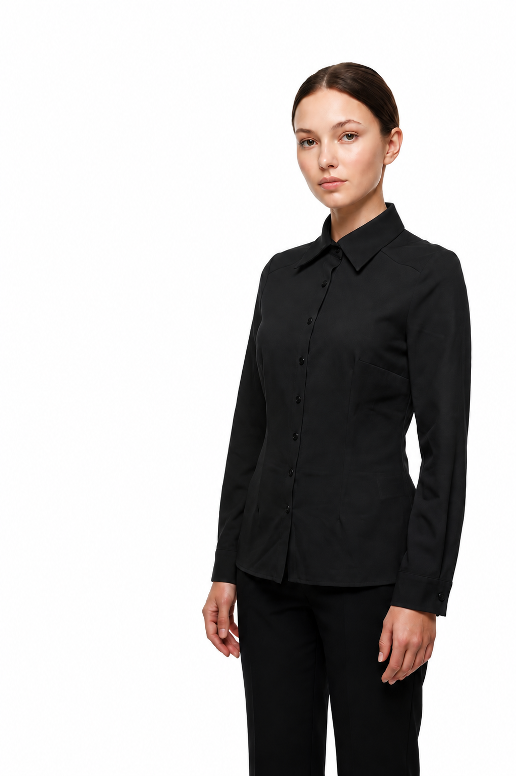 Kadın Slim Fit Dar Kesim Vucuda Oturan Uzun Kollu Basic Gömlek 3528100-Siyah Önder Özsoy 3528100 Gömlek