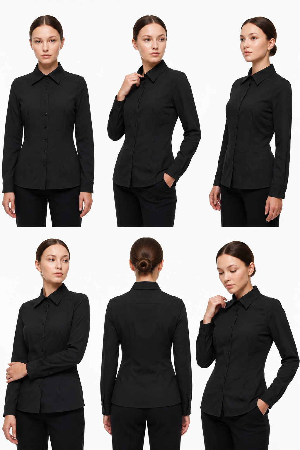 Kadın Slim Fit Dar Kesim Vucuda Oturan Uzun Kollu Basic Gömlek 3528100-Siyah Önder Özsoy 3528100 Gömlek