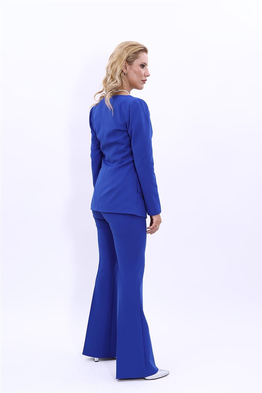 Kare Yaka Modern Ceket & İspanyol Paça Pantolon Kadın Takım Elbise-Saks Önder Özsoy 1175530 Pantolon Ceket Takım