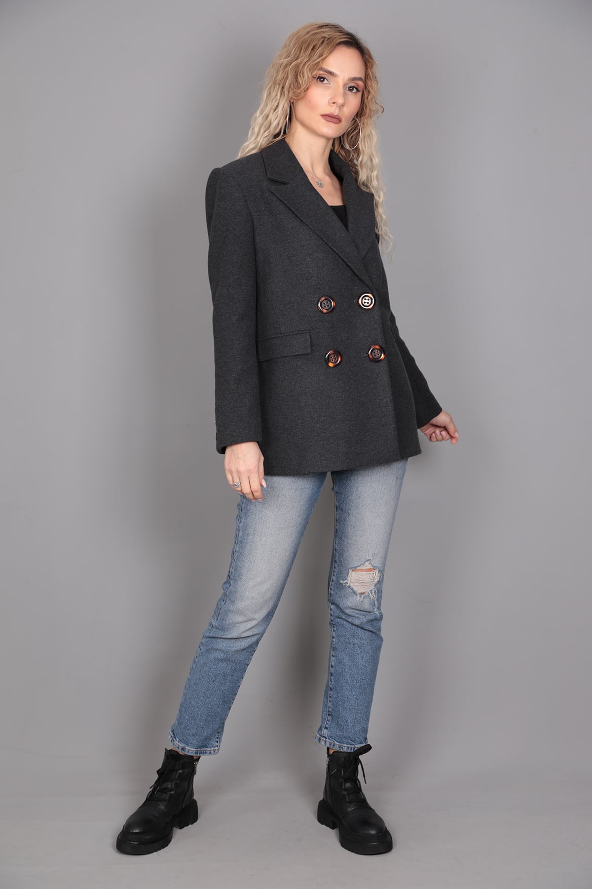 Kaşe Blazer Ceket-Füme Önder Özsoy 1067100 Ceket
