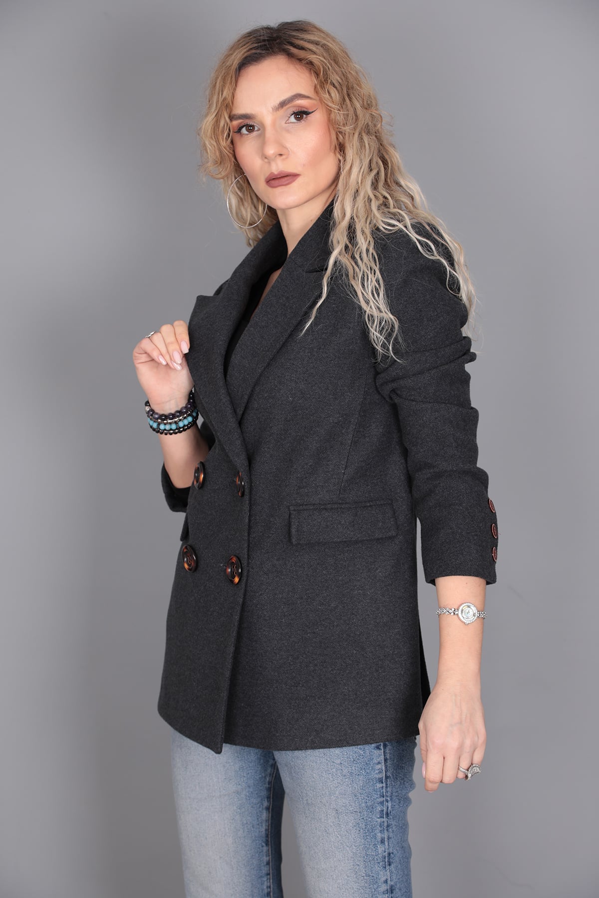 Kaşe Blazer Ceket-Füme Önder Özsoy 1067100 Ceket