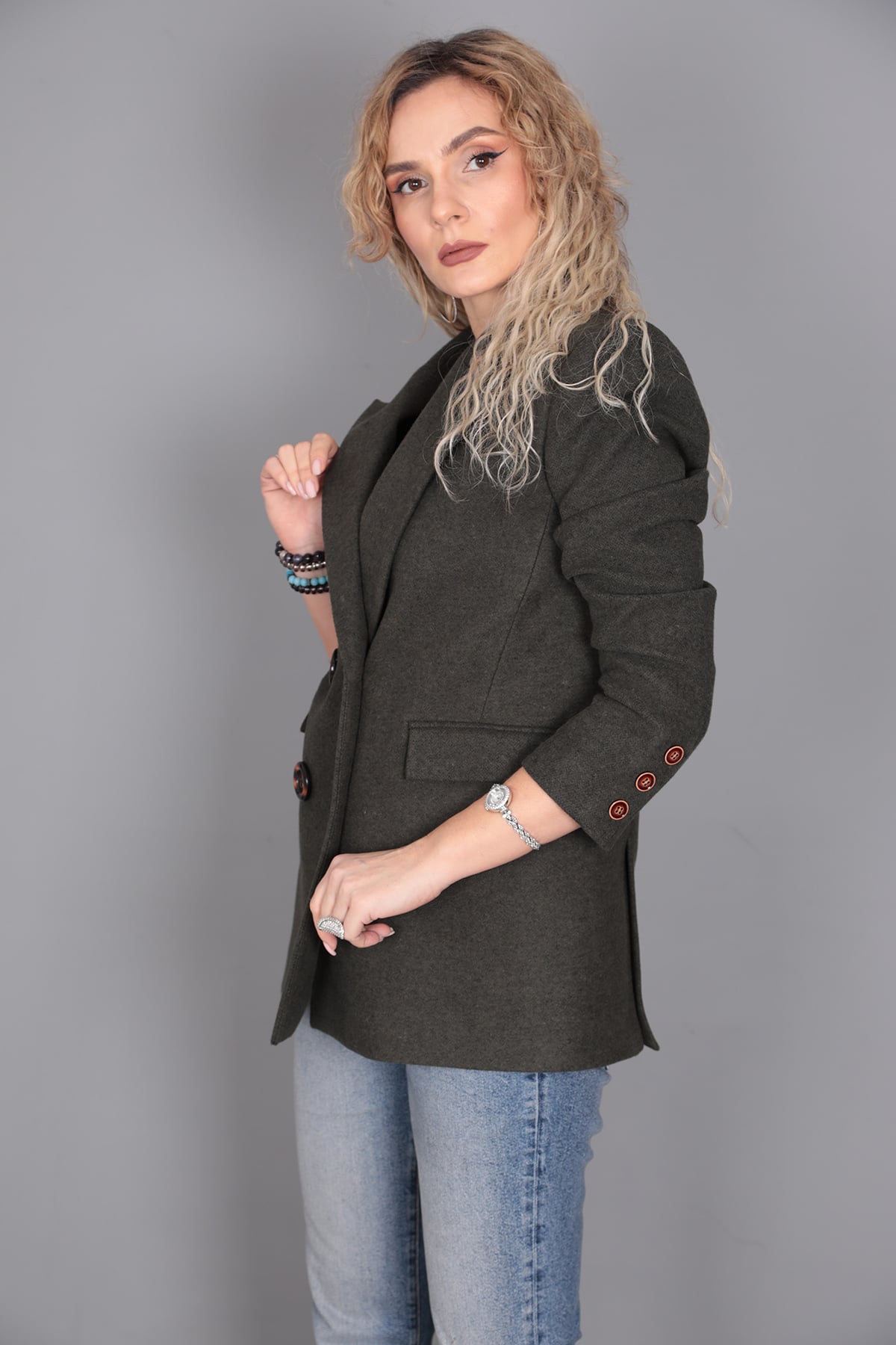 Kaşe Blazer Ceket-Haki Önder Özsoy 1067100 Ceket