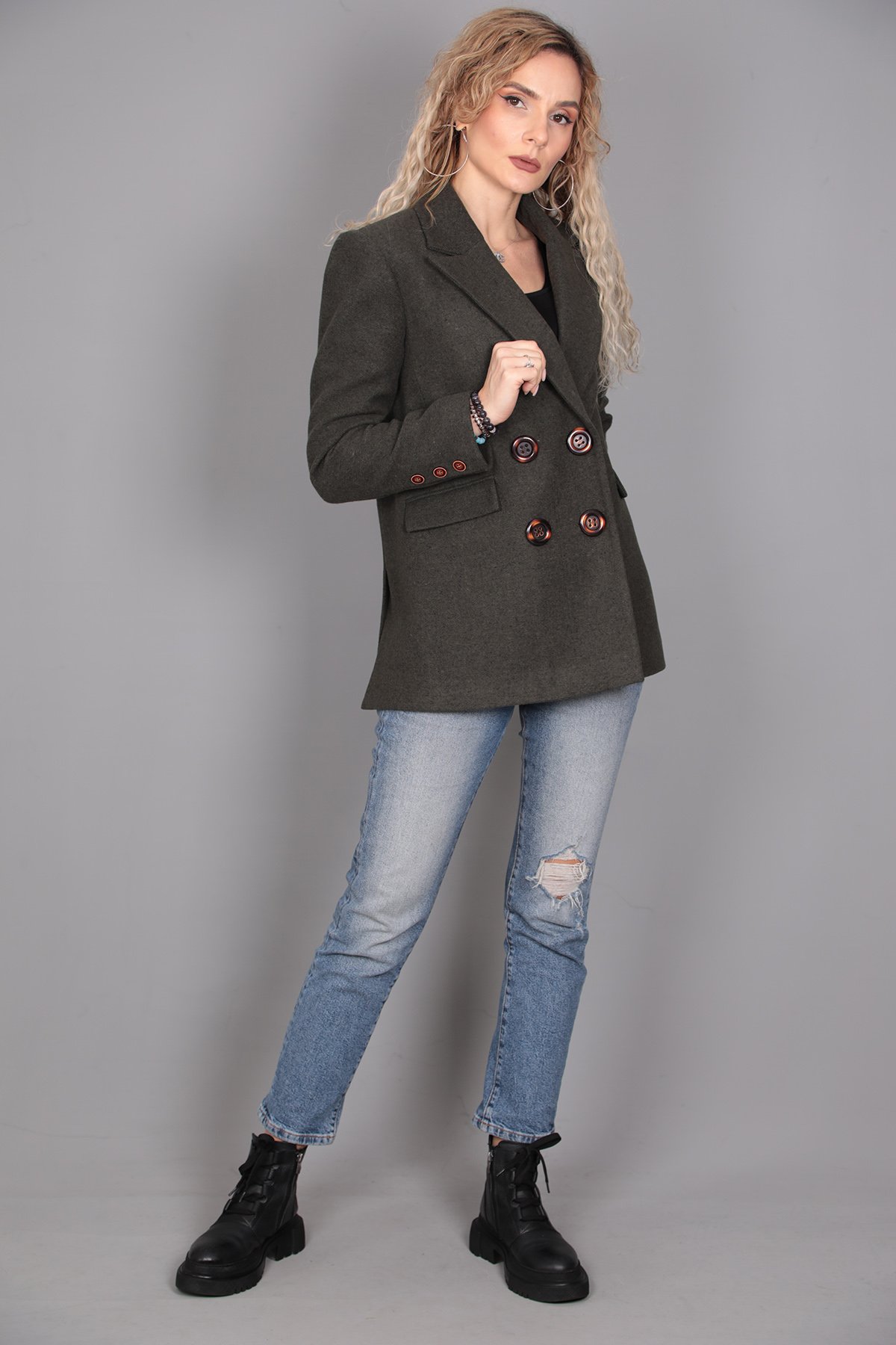 Kaşe Blazer Ceket-Haki Önder Özsoy 1067100 Ceket