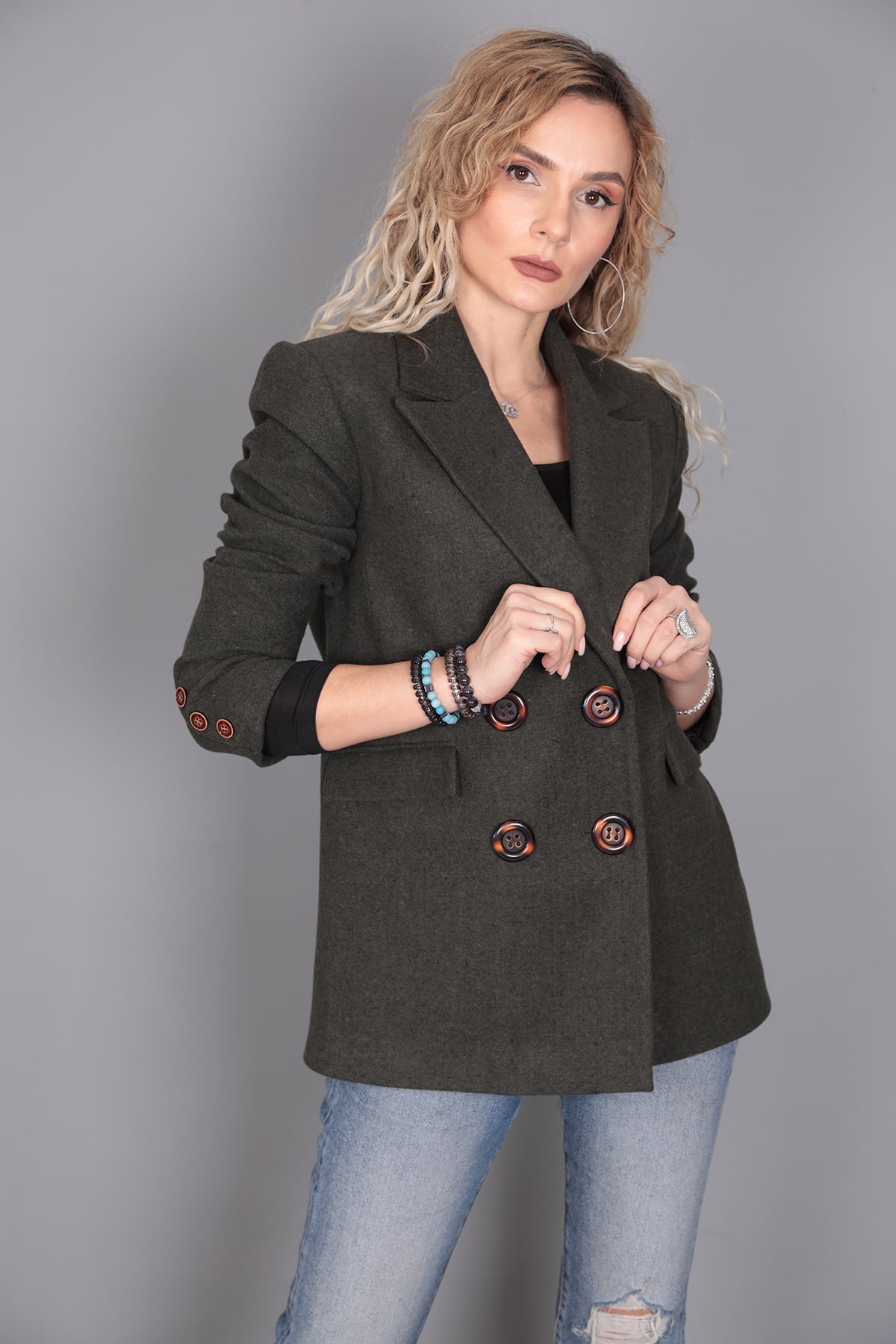 Kaşe Blazer Ceket-Haki Önder Özsoy 1067100 Ceket