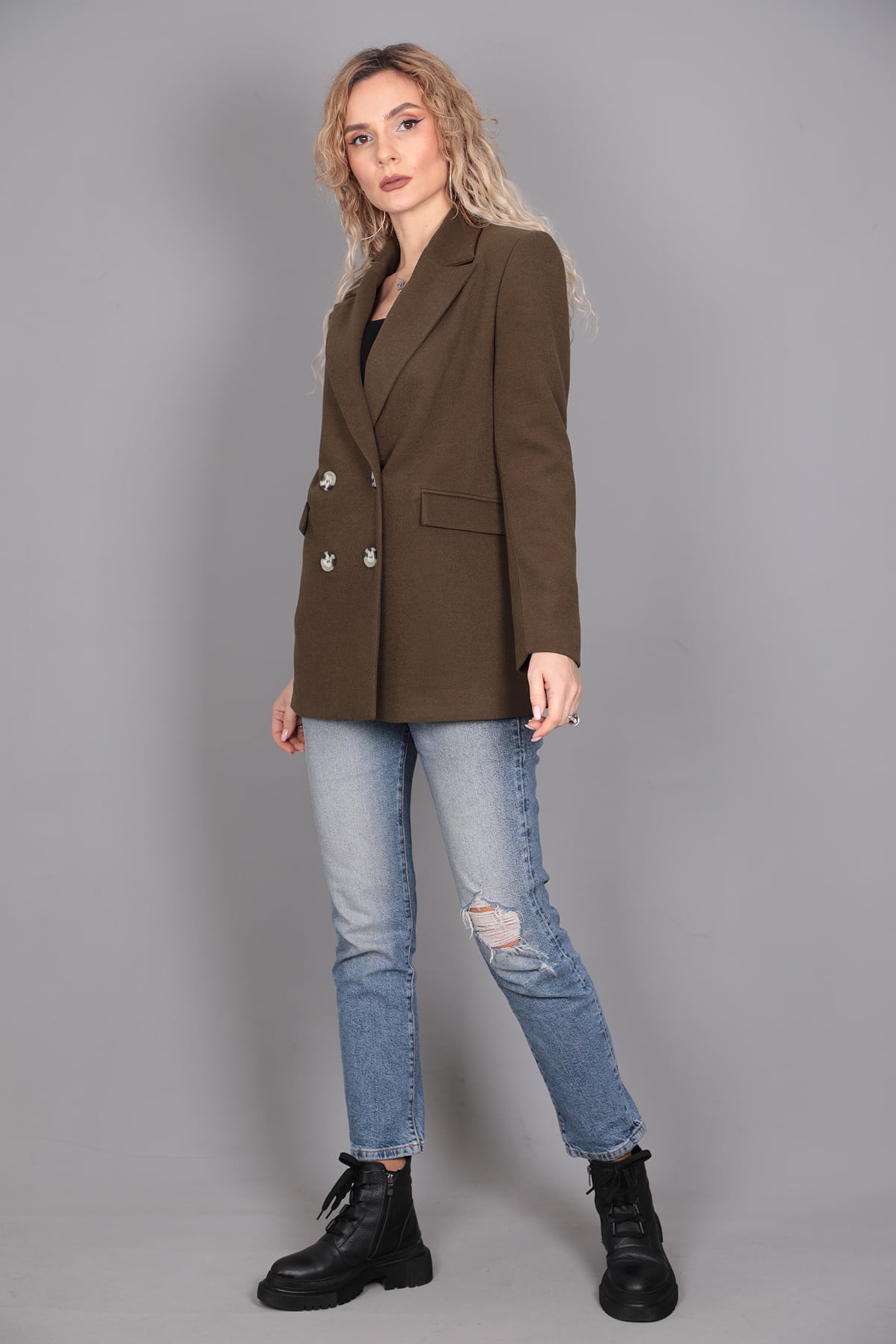 Kaşe Oversıze Blazer Ceket-Haki Önder Özsoy 1068100 Ceket