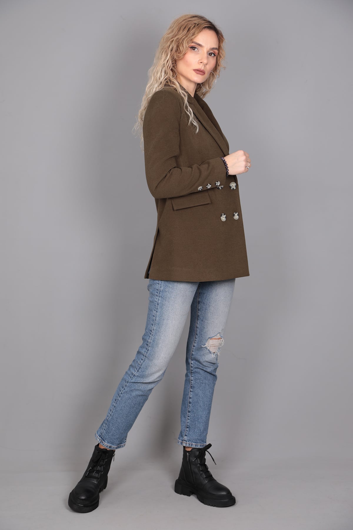 Kaşe Oversıze Blazer Ceket-Haki Önder Özsoy 1068100 Ceket