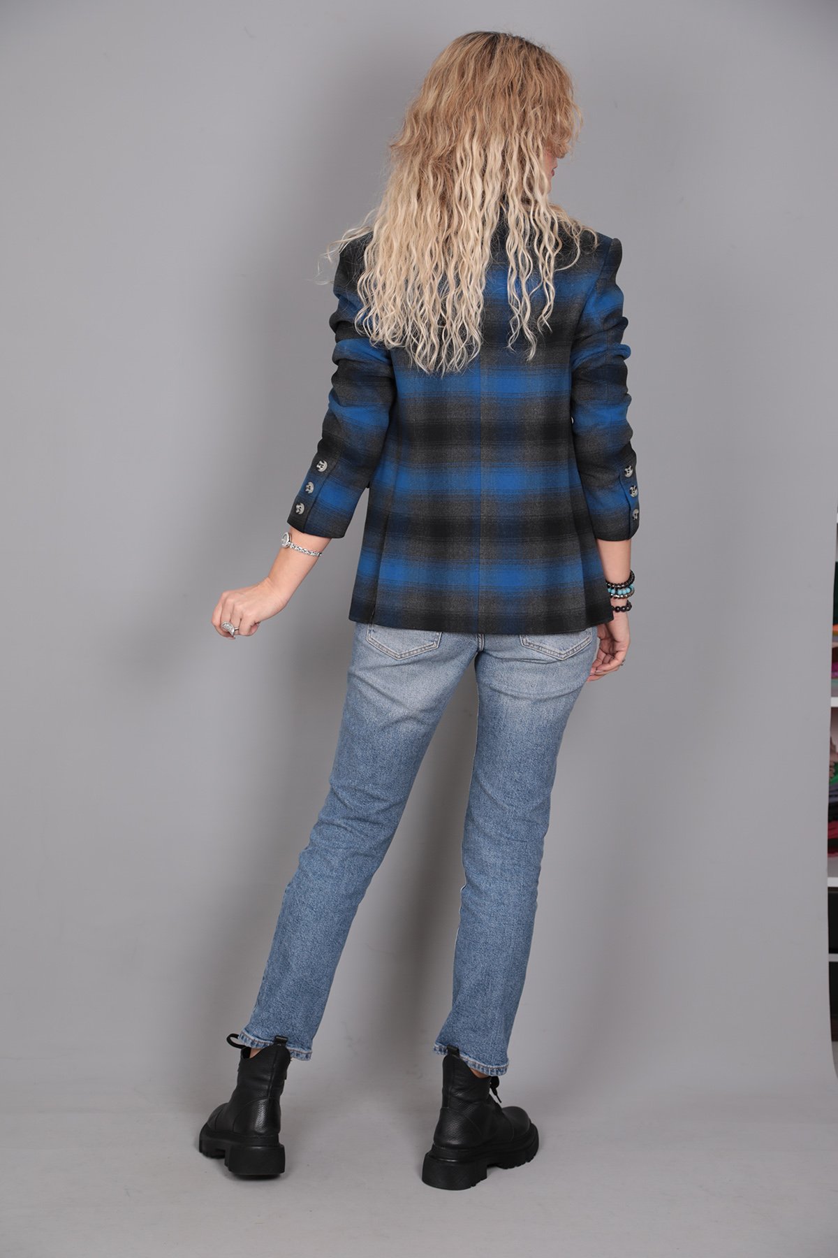 Kaşe Oversıze Blazer Ceket-İndigo Önder Özsoy 1068100 Ceket