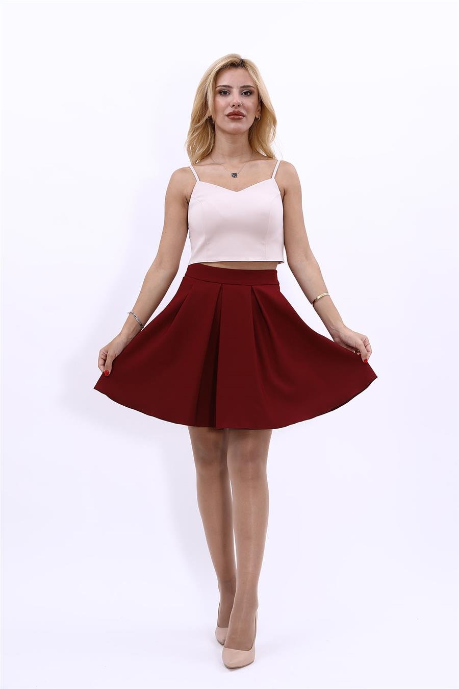 Kısa Kloş Etek-Bordo Önder Özsoy 5617100 Kısa Kloş Etek