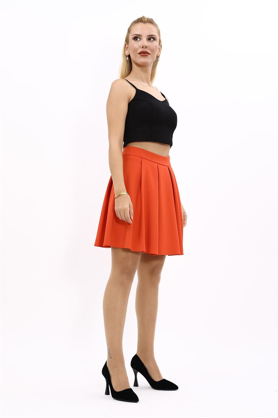 Kısa Kloş Etek-Turuncu Önder Özsoy 5517100 Kloş Kısa Etek