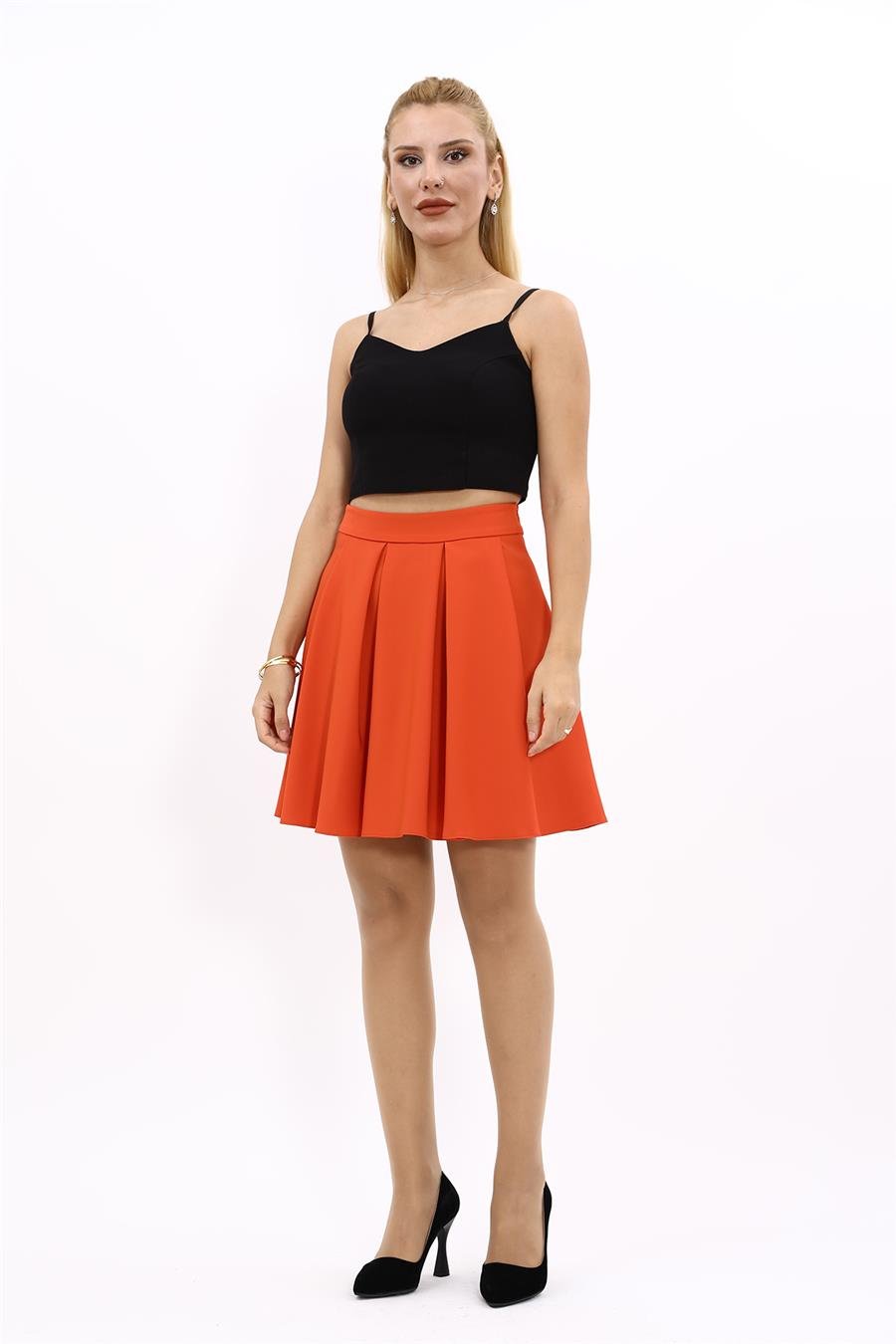 Kısa Kloş Etek-Turuncu Önder Özsoy 5517100 Kloş Kısa Etek