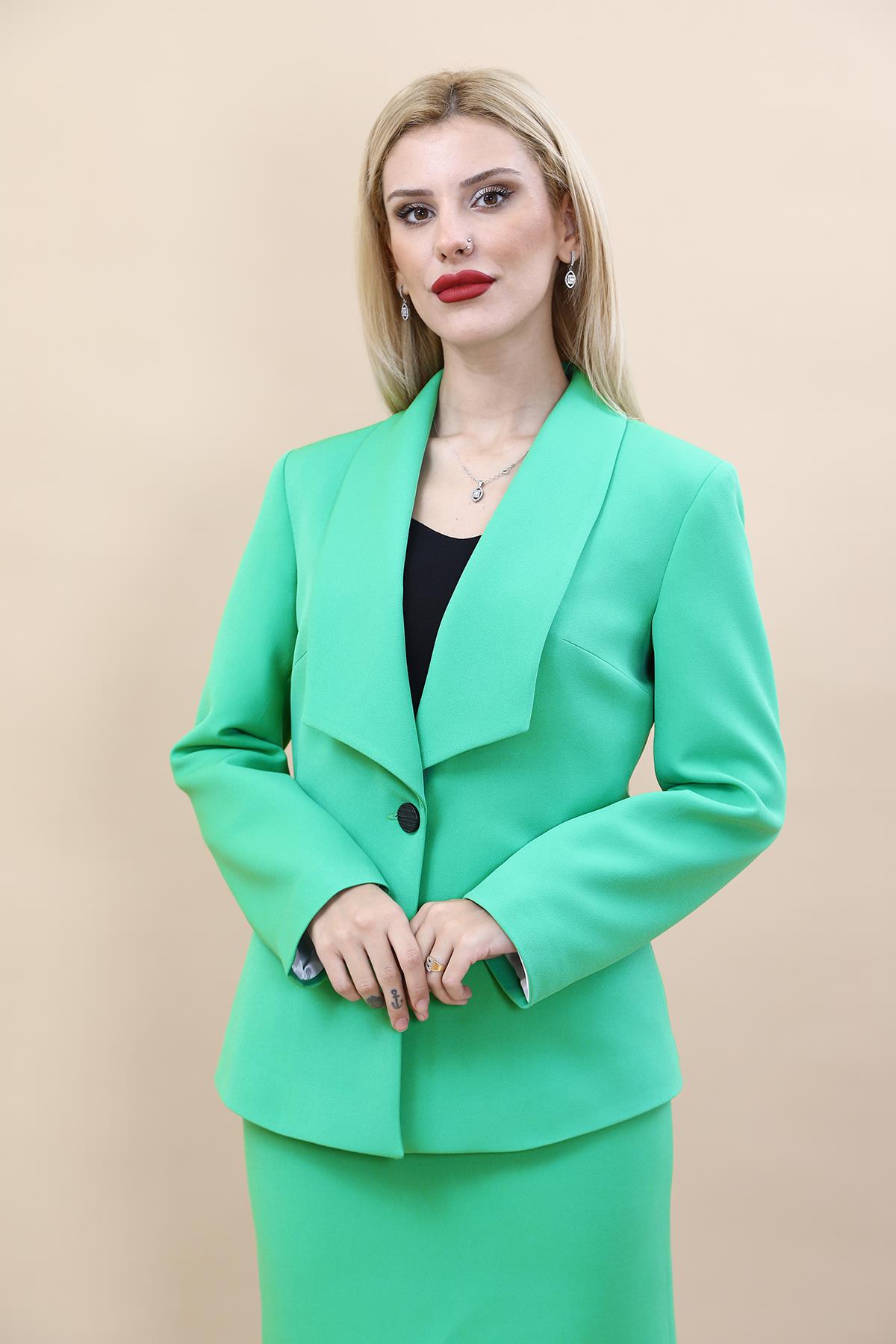 Midi Ceket-Yeşil Önder Özsoy 1029100 Midi Ceket