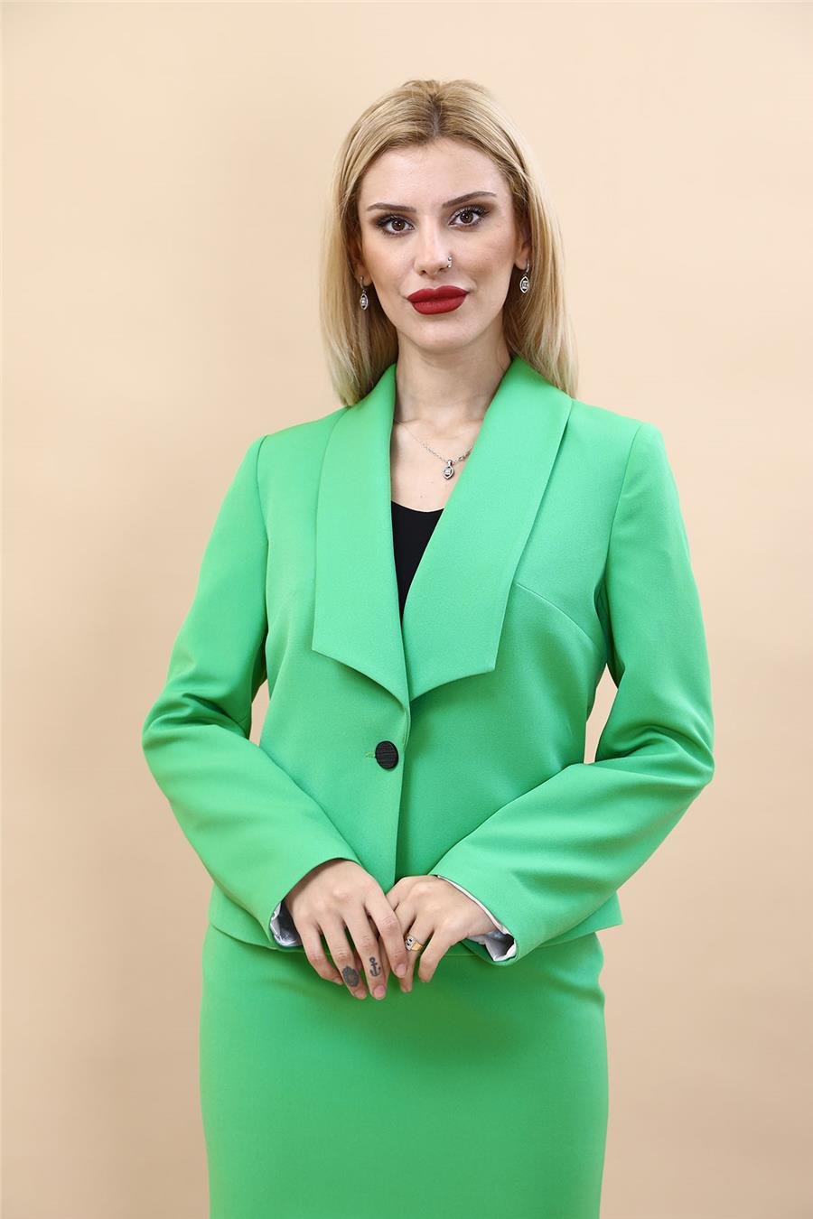 Mini  Ceket-Yeşil Önder Özsoy 2132100 Kısa Ceket