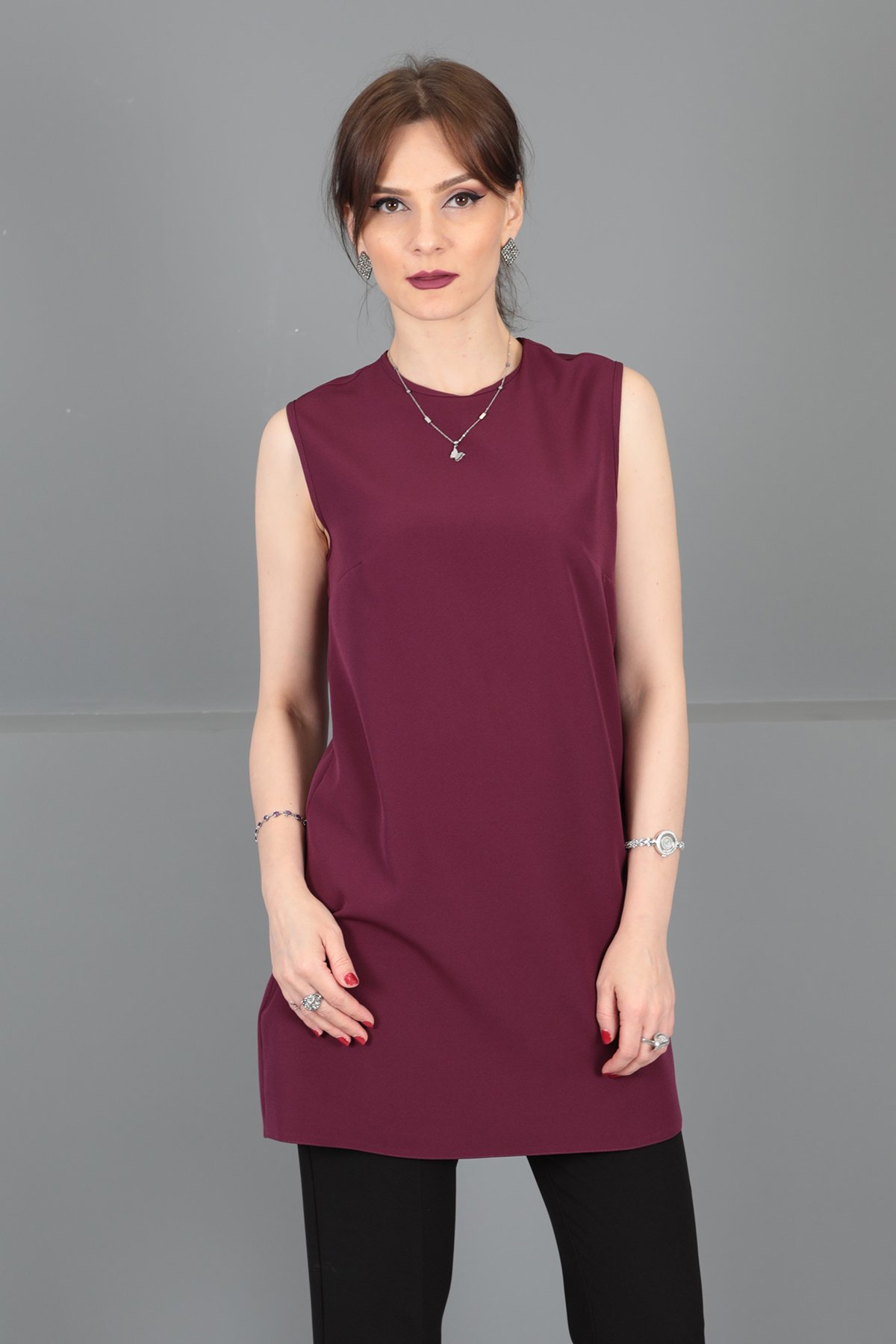 Sıfır Kol İçlik - Mürdüm Önder Özsoy 3001100 Tunik